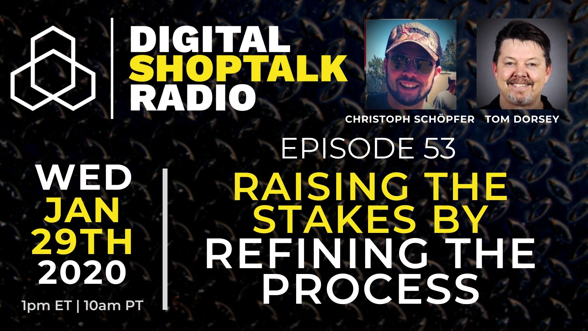 Promotional Graphic Digital Shop Talk Radio Episode 53.