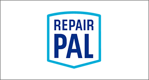 "Repair Pal" written in bold, dark blue font. Outlined with a light blue shield.